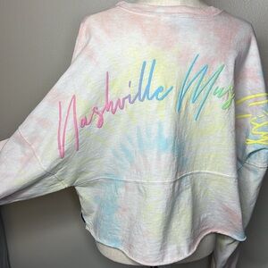 SPIRIT‎ JERSEY Crop Sweatshirt XXL Nashville Country Music Cowgirl Colorful READ